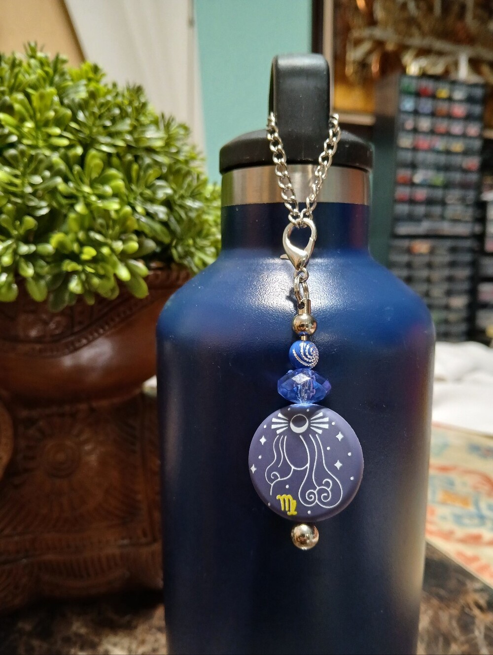 Blue Zodiac Charm Water Bottle Accessory - Virgo
